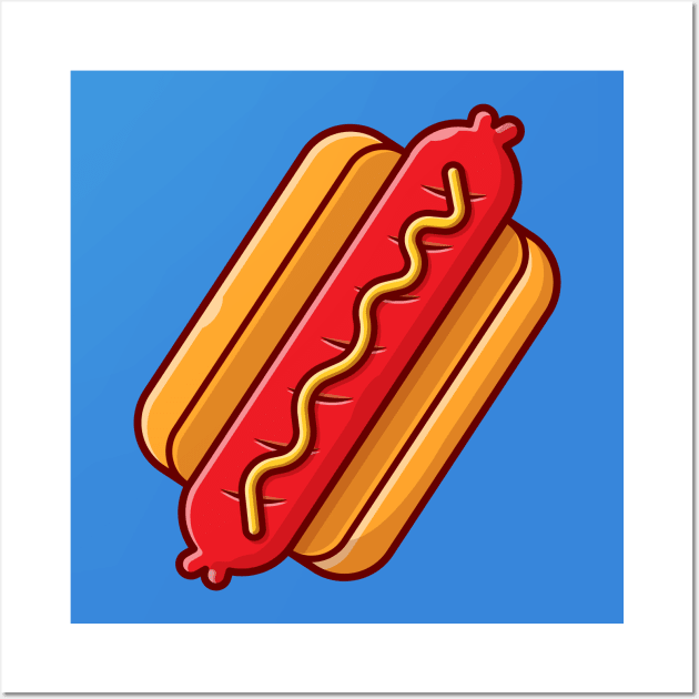 Hotdog Cartoon Vector Icon Illustration (19) Wall Art by Catalyst Labs